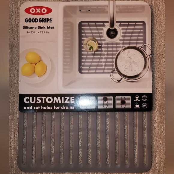 OXO large silicone sink mat, customizable Good Grips, grey, 16.25 x 12.75 inches - Picture 1 of 8